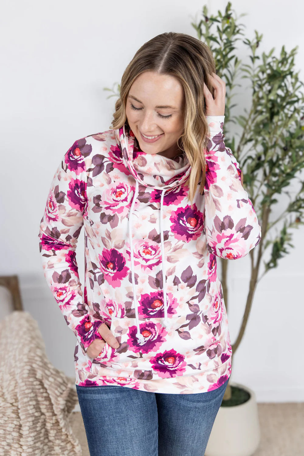The Lucy Funnel Neck Sweatshirt-Floral