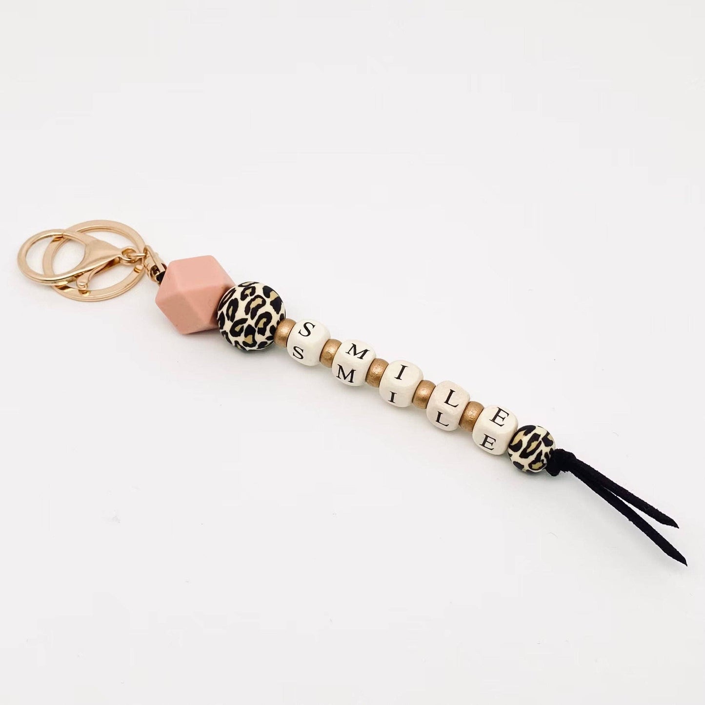 Silicone Wooden Letter Beaded Keychain: FAITH