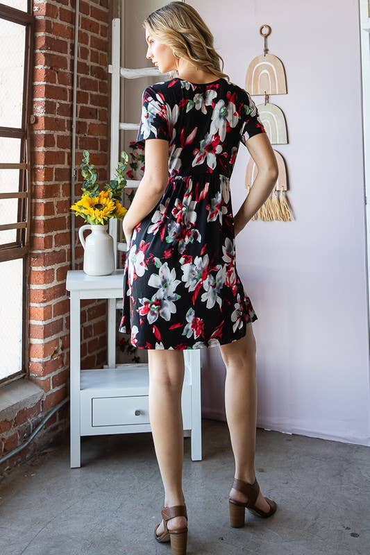 The Adeline Dress- Black Floral