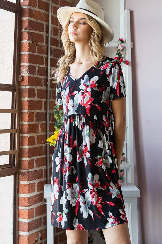 The Adeline Dress- Black Floral