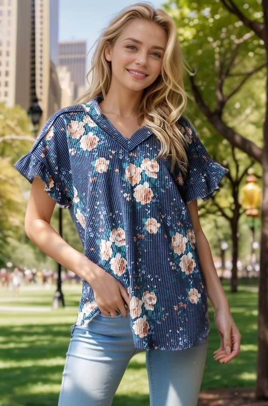 The Nora Top: Navy
