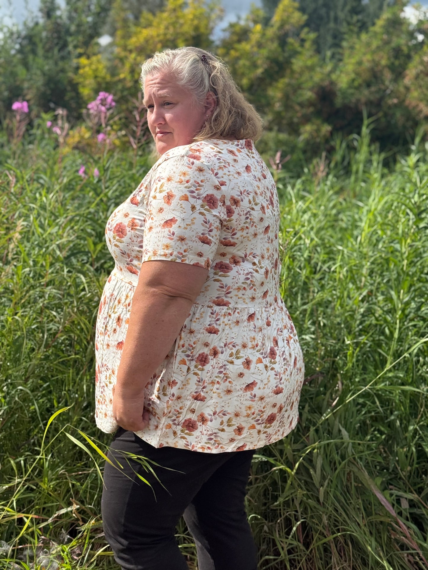 The Sarah Ruffle Top: Fall Floral
