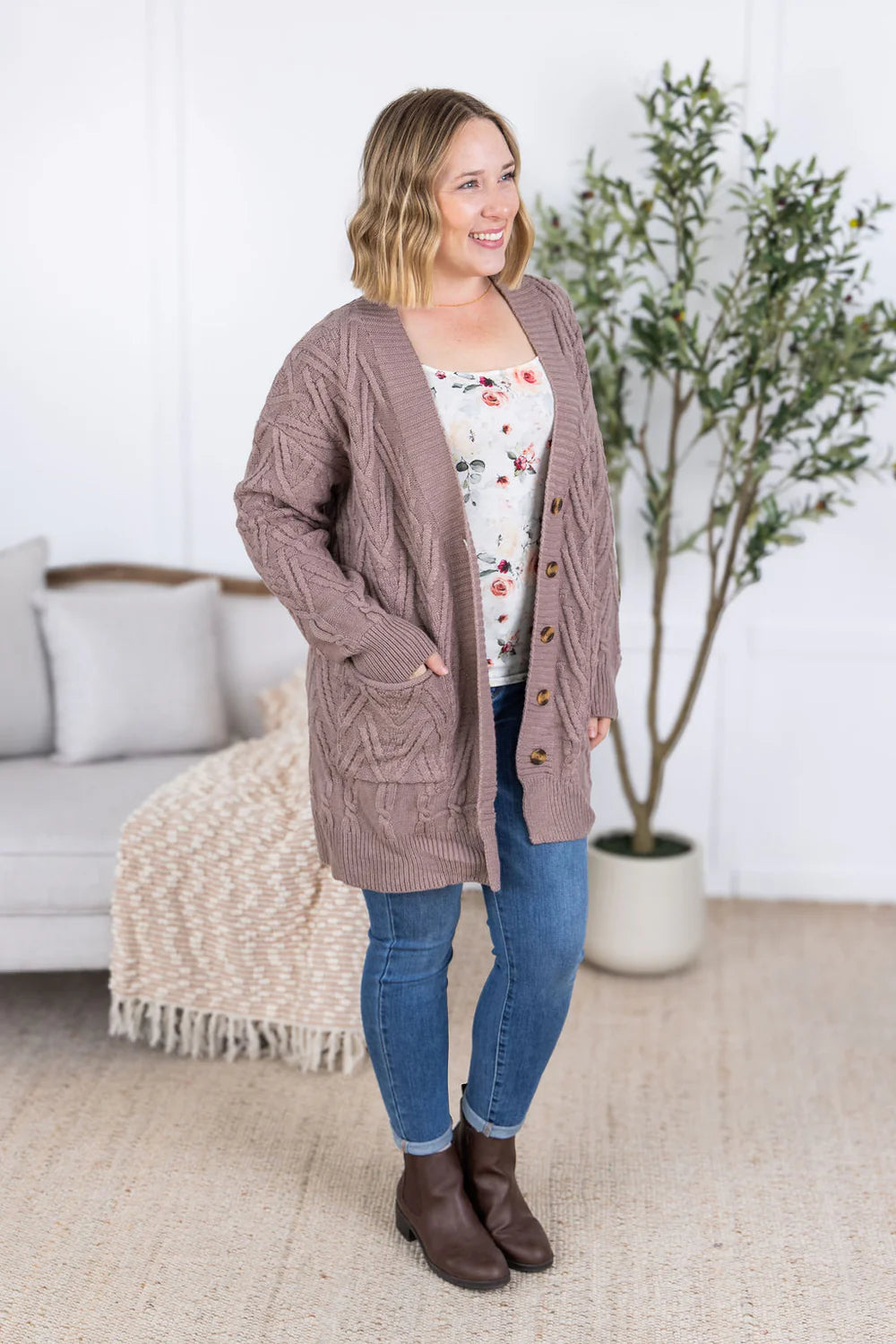 The Brooks Cardigan- Mocha