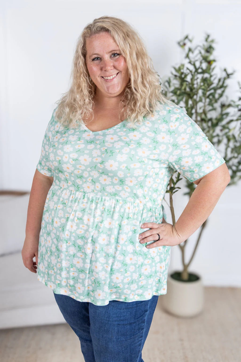 The Sarah Ruffle Top-Floral