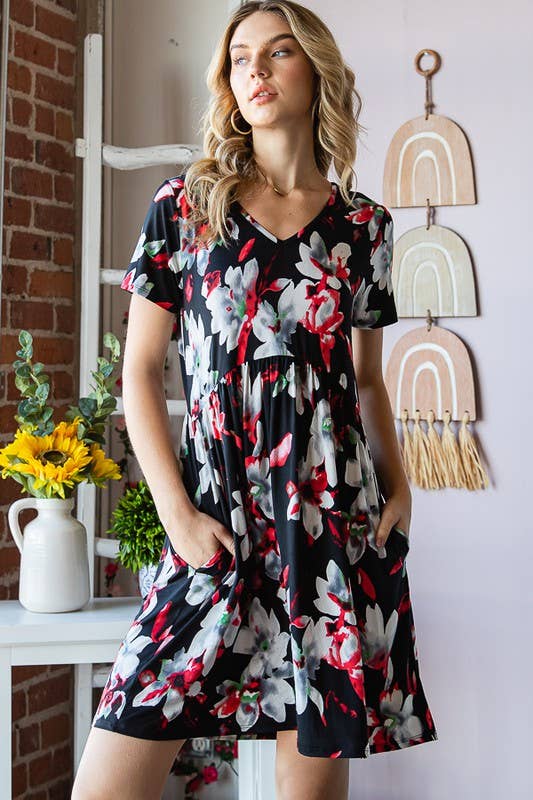 The Adeline Dress- Black Floral