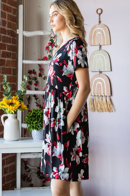 The Adeline Dress- Black Floral