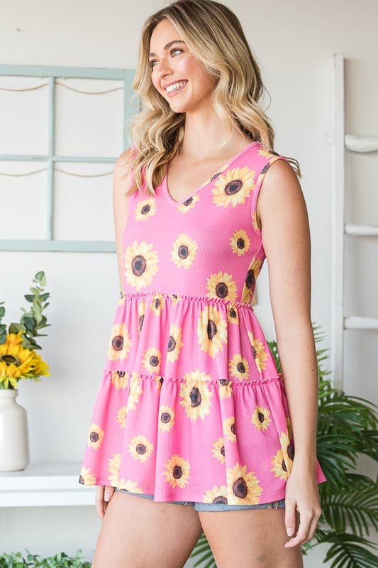 The Sophia Top- Pink Floral