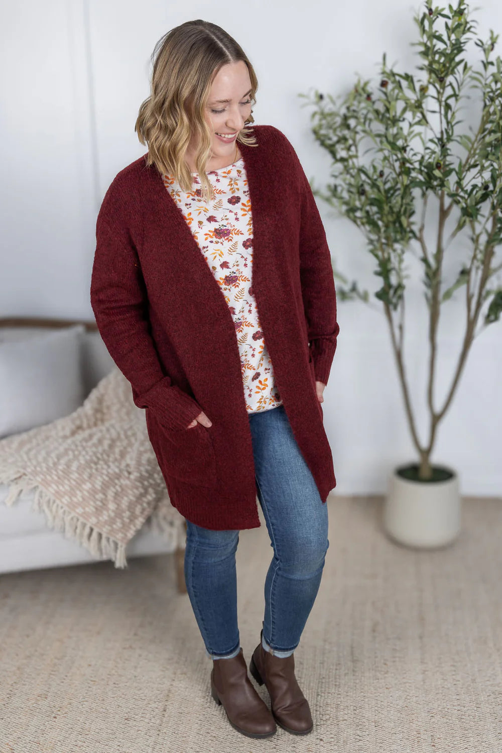 The Madison Cardigan- Burgundy