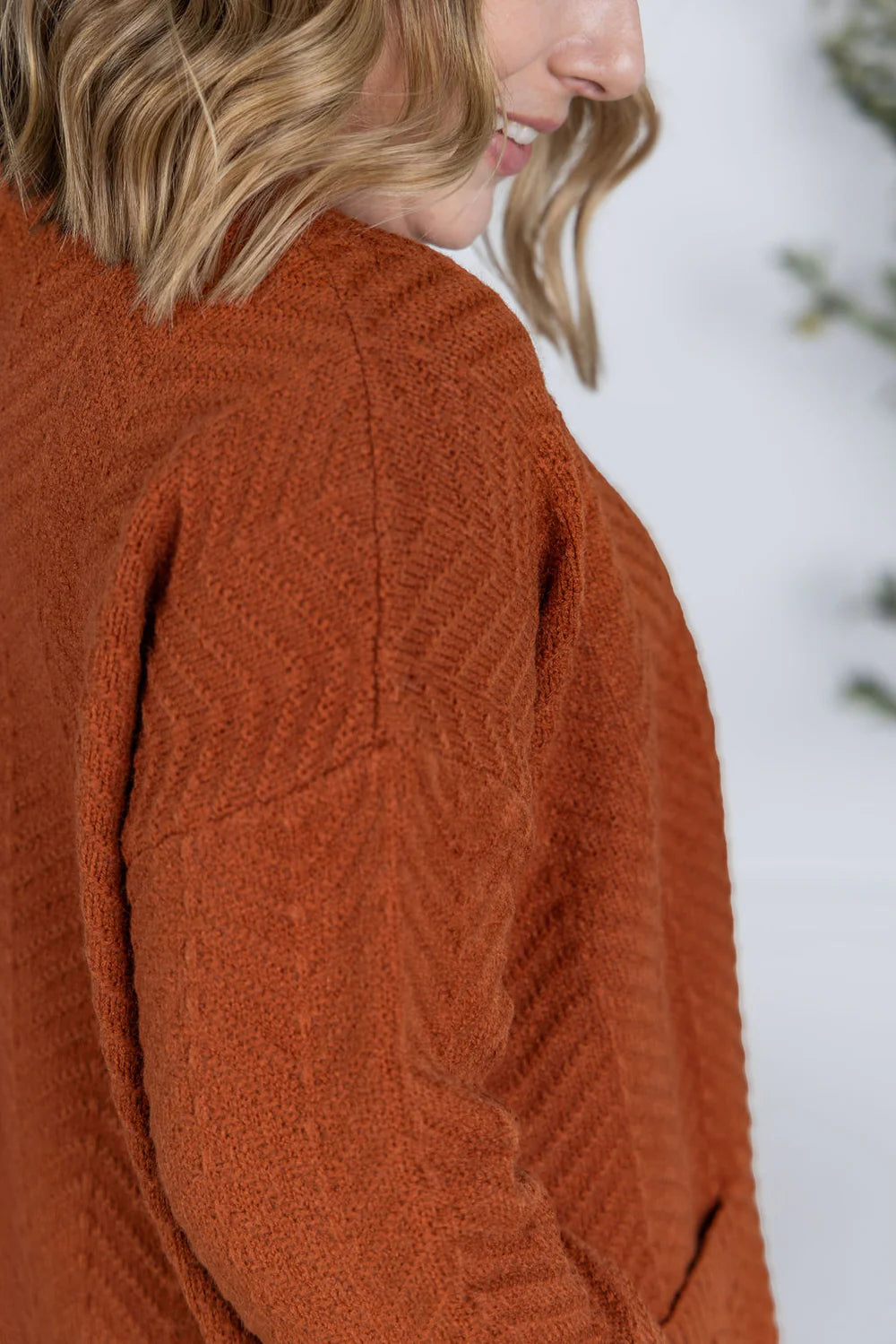 The Billie Open Knit Cardigan - Rust