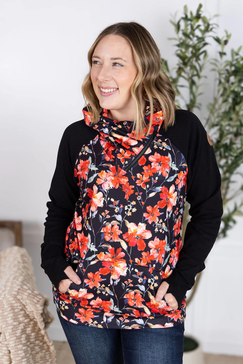 Zoey Zipcowl- Floral