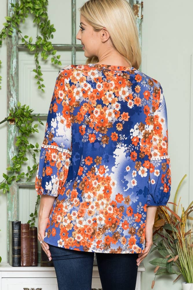 The Eleanor Top: Royal Floral