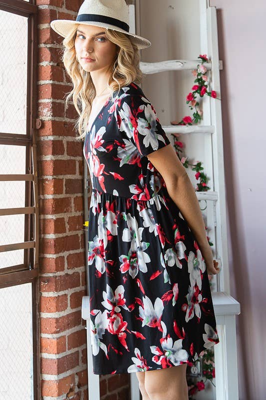 The Adeline Dress- Black Floral