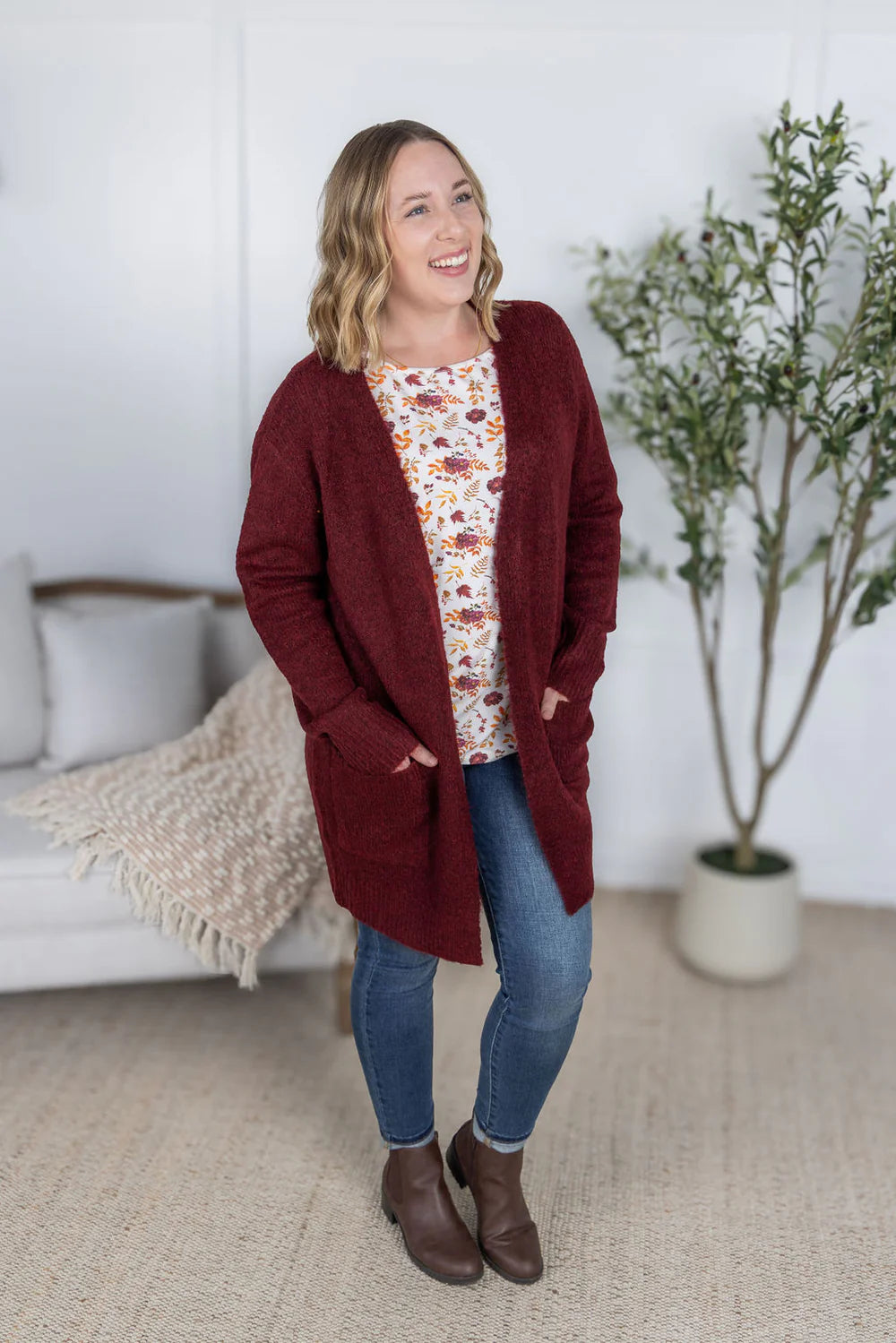 The Madison Cardigan- Burgundy
