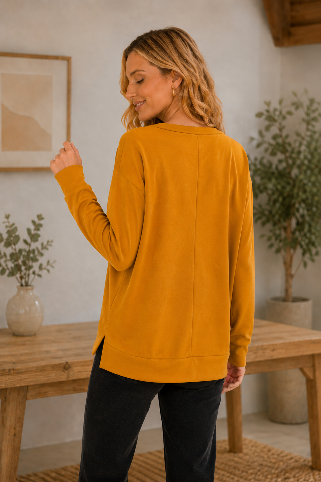 The Lily Crew Neck Sweatshirt: Mustard