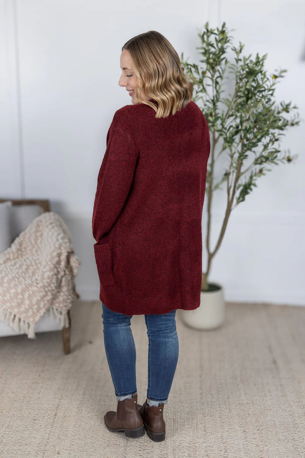 The Madison Cardigan- Burgundy