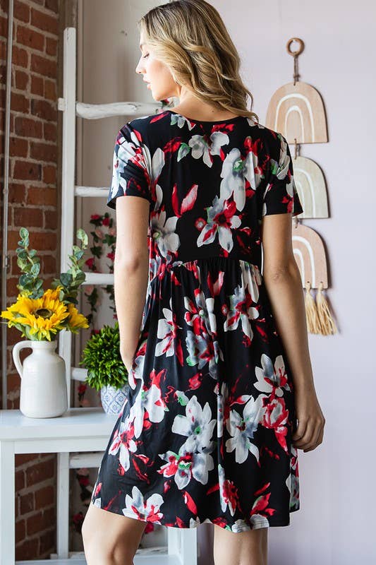 The Adeline Dress- Black Floral