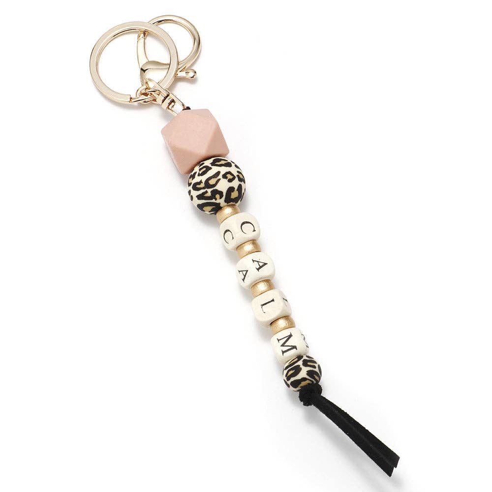 Silicone Wooden Letter Beaded Keychain: FAITH