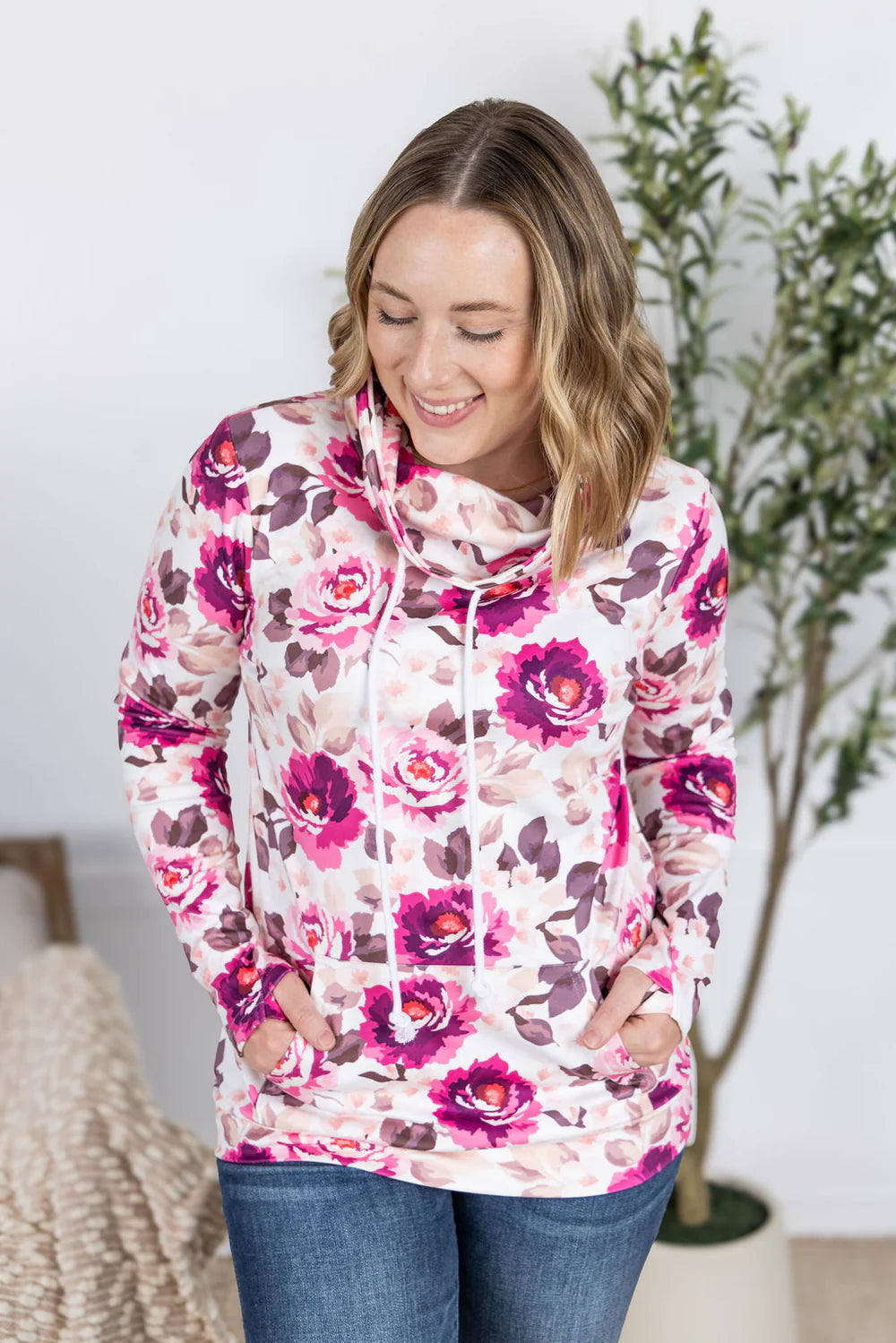 The Lucy Funnel Neck Sweatshirt-Floral