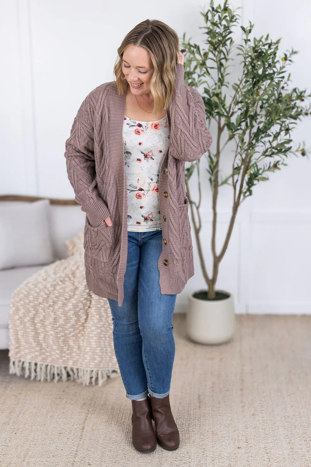 The Brooks Cardigan- Mocha