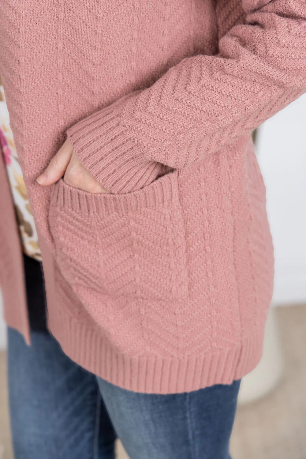 The Billie Open Knit Cardigan - Dusty Rose