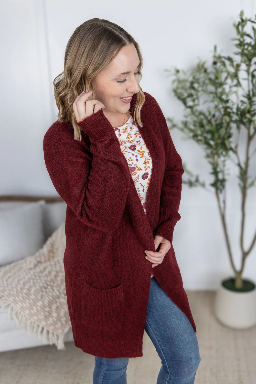 The Madison Cardigan- Burgundy