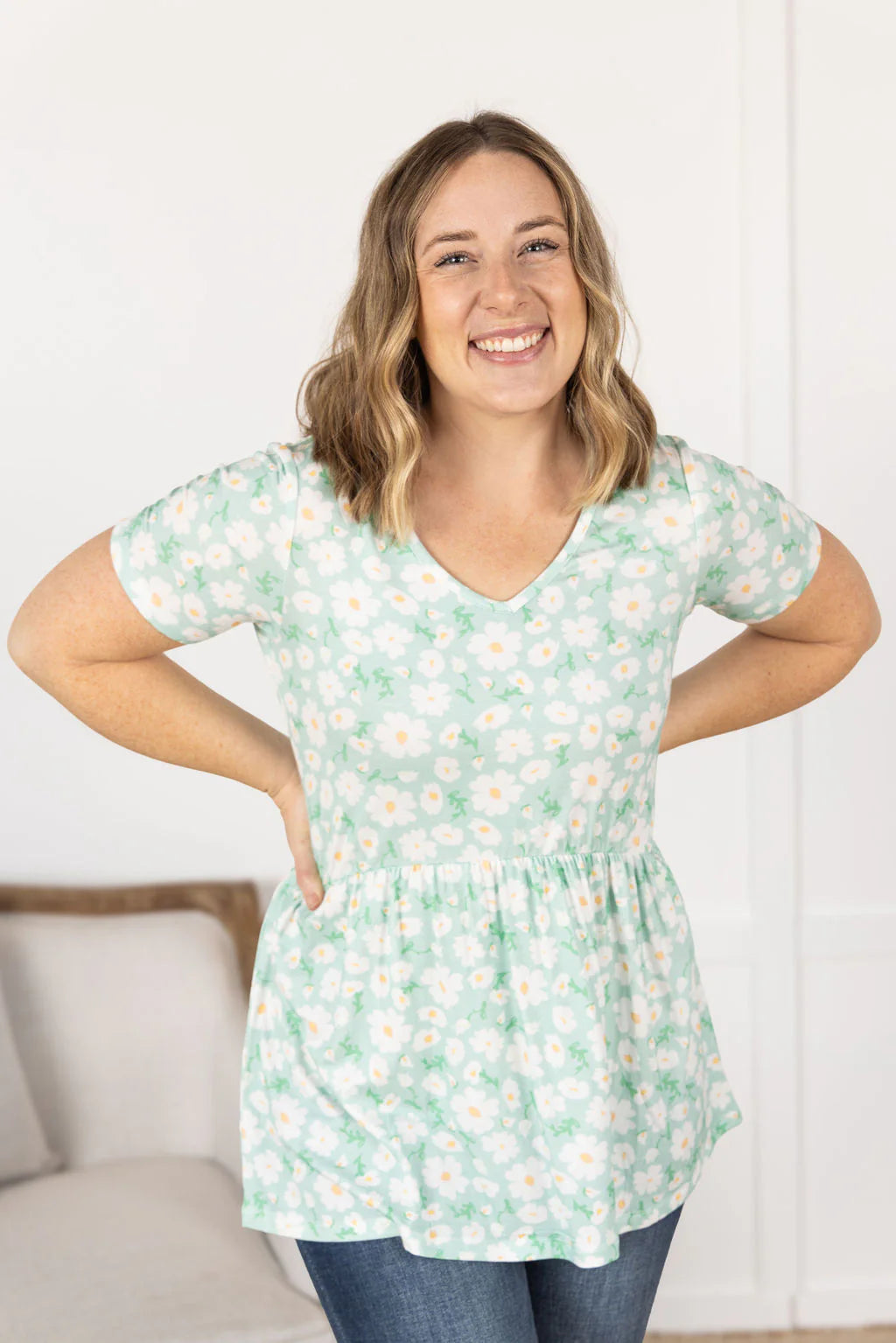 The Sarah Ruffle Top-Floral