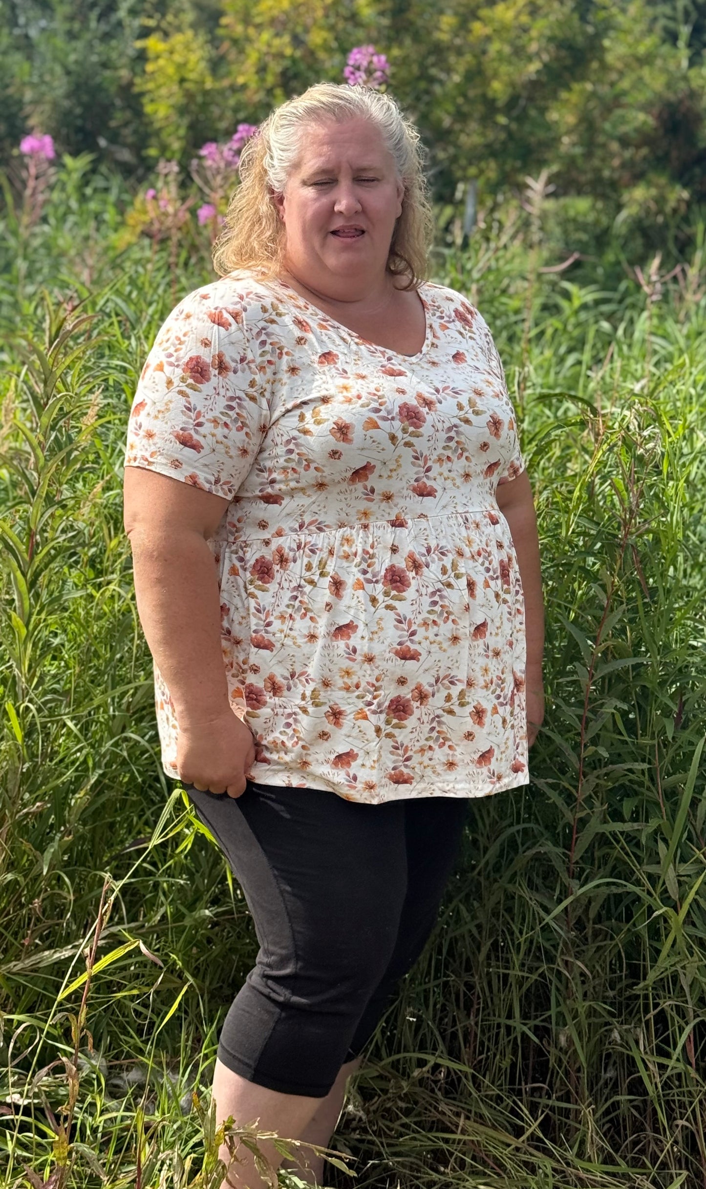 The Sarah Ruffle Top: Fall Floral