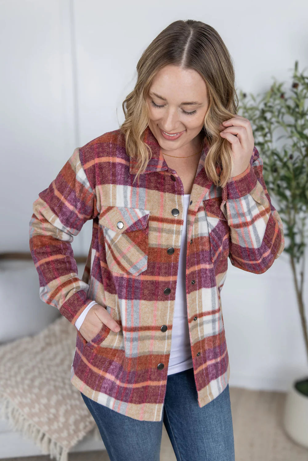 The Norah Shacket- Sunset Plaid