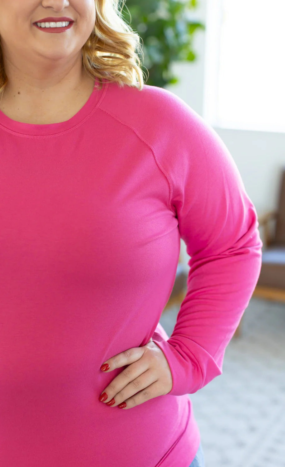 Kayla Lightweight Pullover - Hot Pink