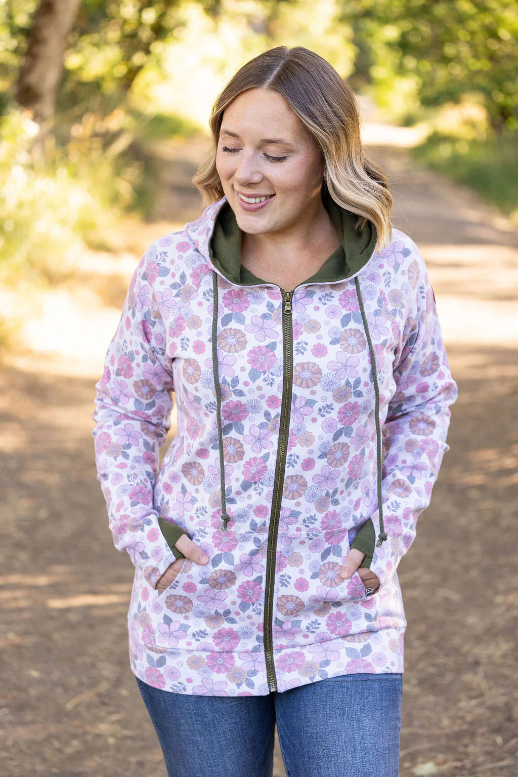 The Alyssa Full Zip Hoodie -Floral