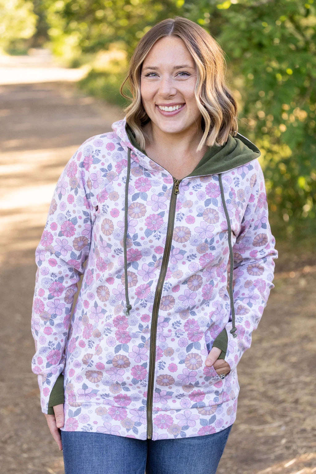 The Alyssa Full Zip Hoodie -Floral