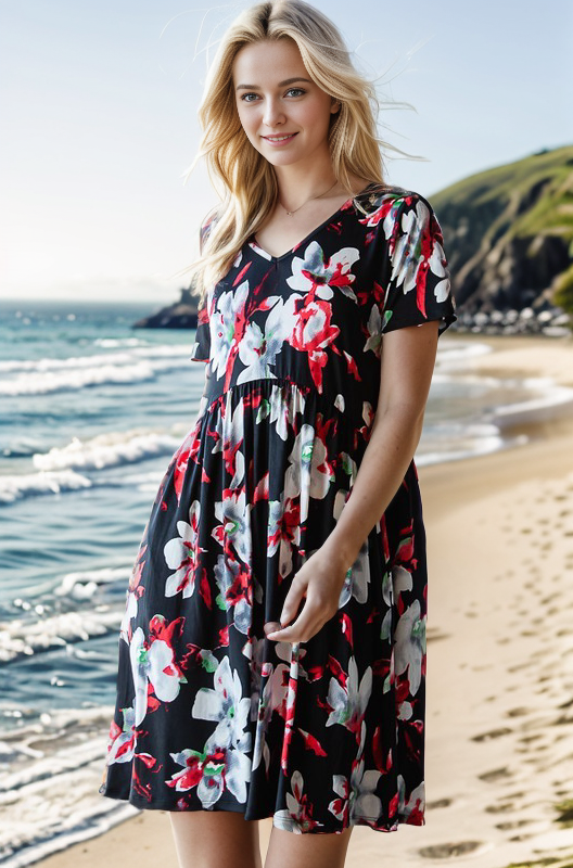 The Adeline Dress- Black Floral