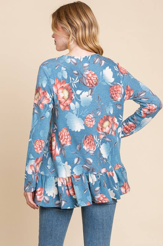 The Desiray Top-Blue Floral