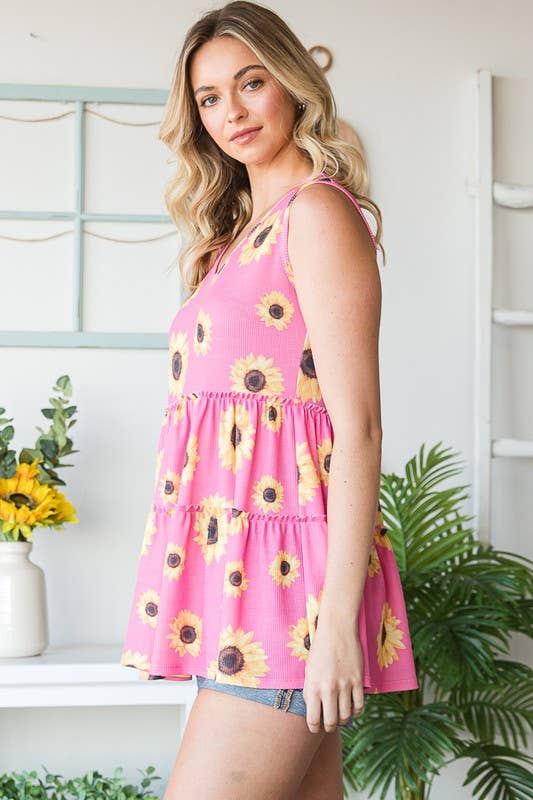 The Sophia Top- Pink Floral