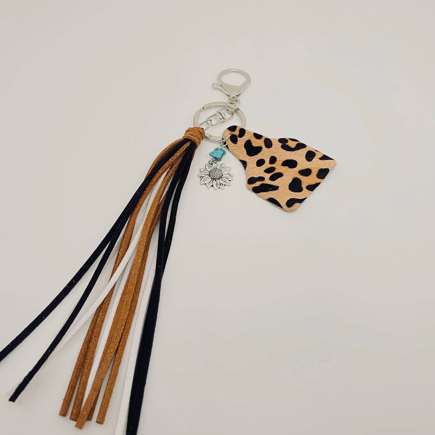 Western Style Keychain Leather Tassel Handmade Jewelry: 1#