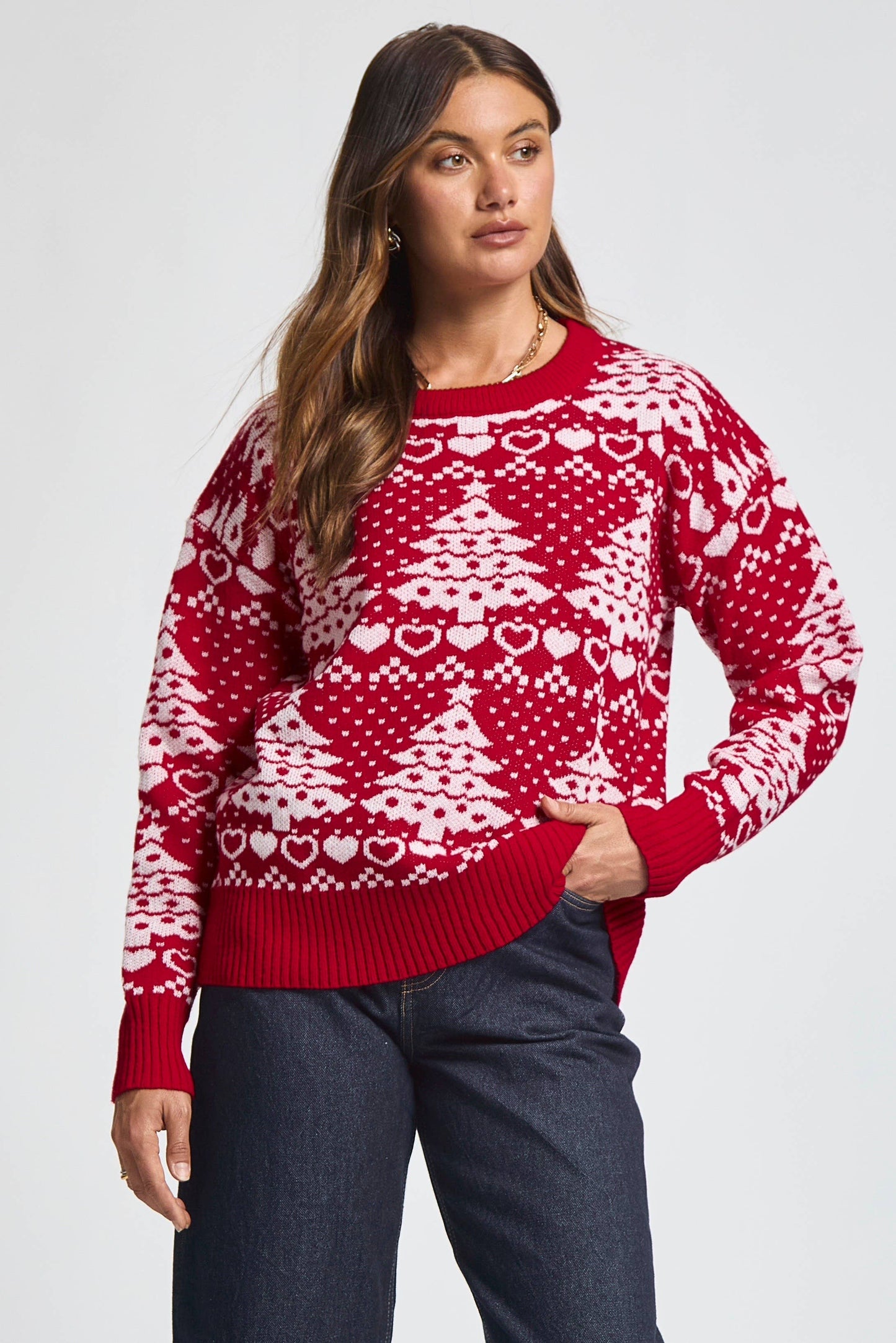 Christmas Tree Holiday Sweater: RED
