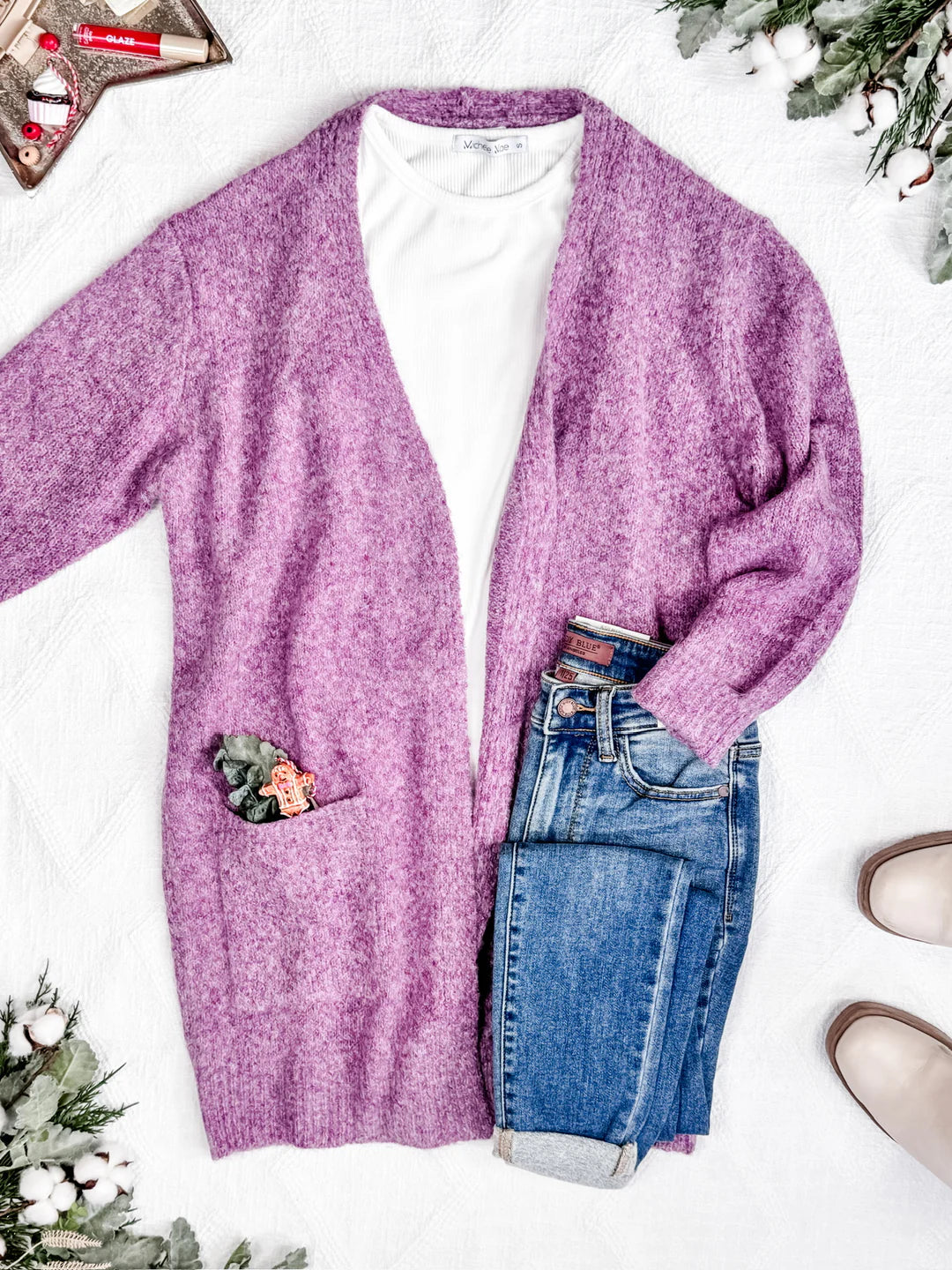 The Madison Cardigan- Frosted Berry