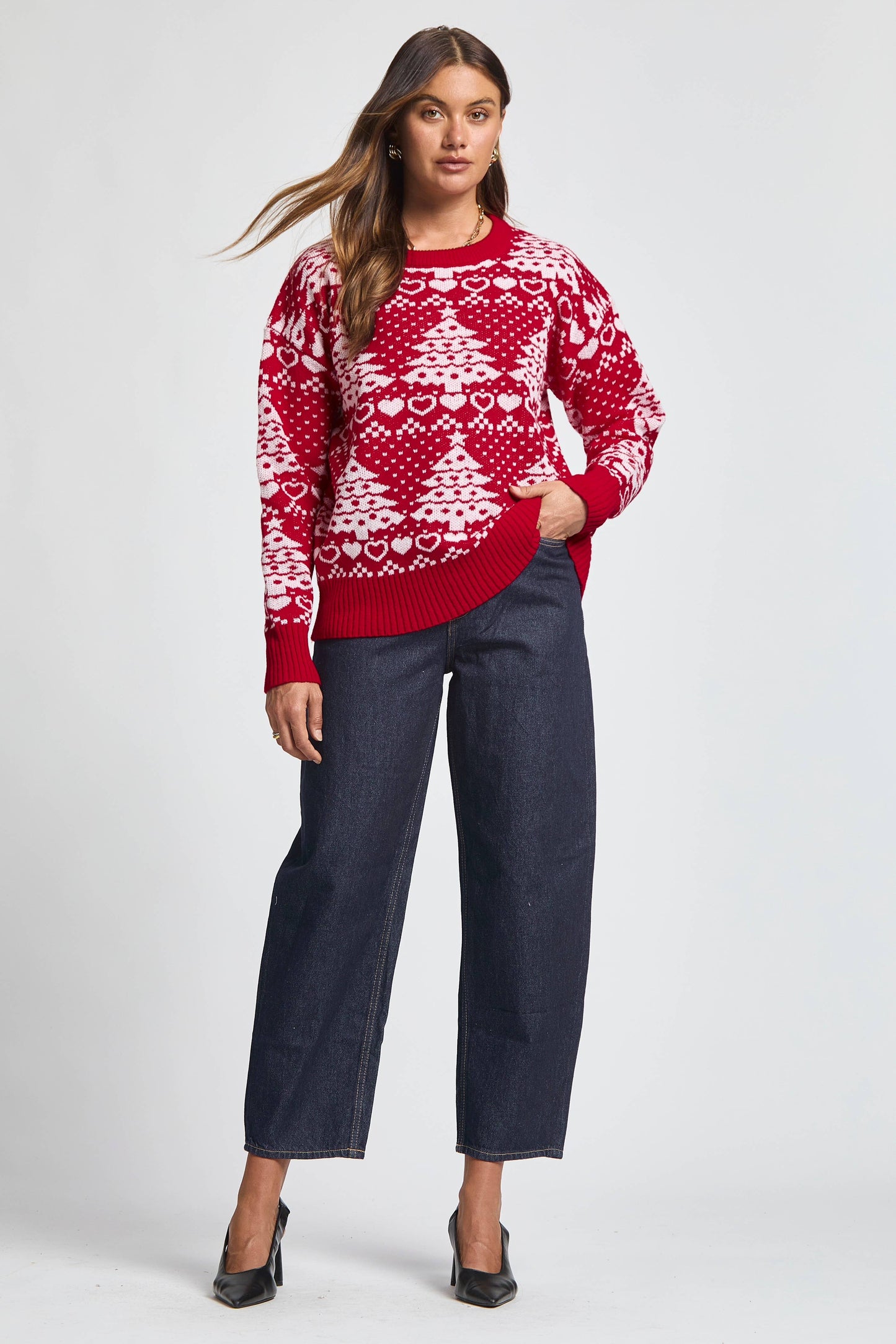 Christmas Tree Holiday Sweater: RED