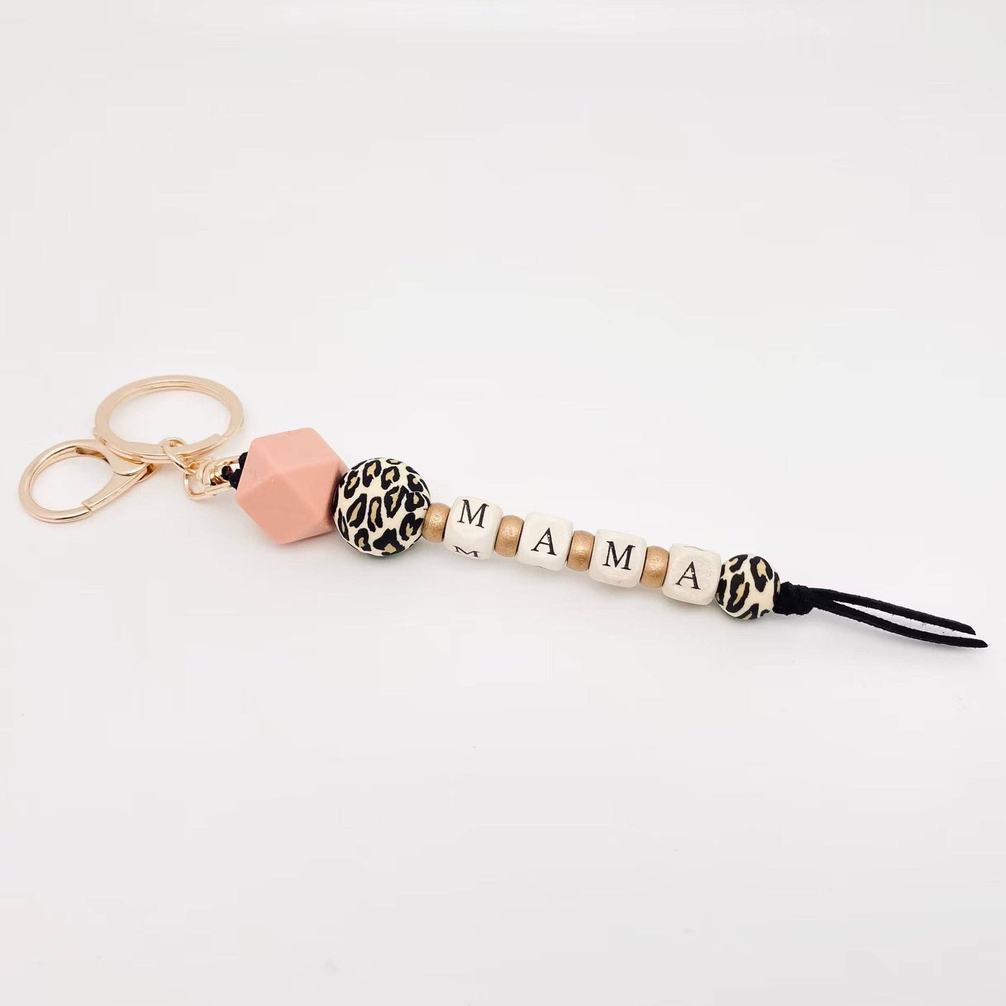 Silicone Wooden Letter Beaded Keychain: PRAY