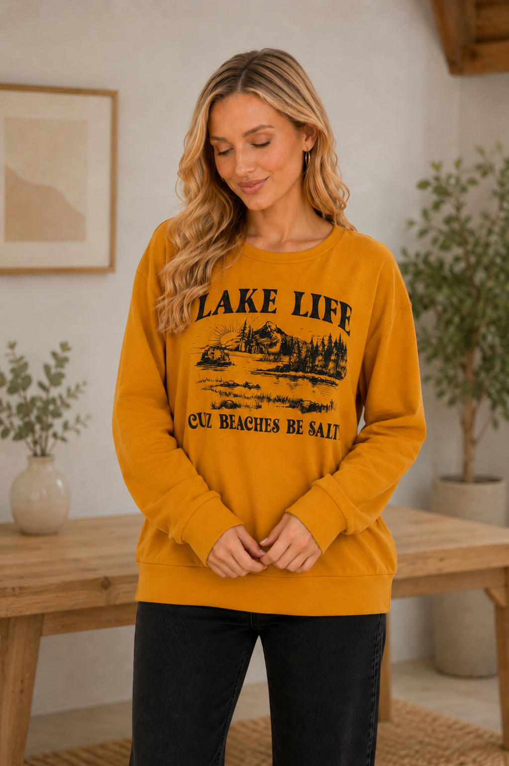 The Lily Crew Neck Sweatshirt: Mustard
