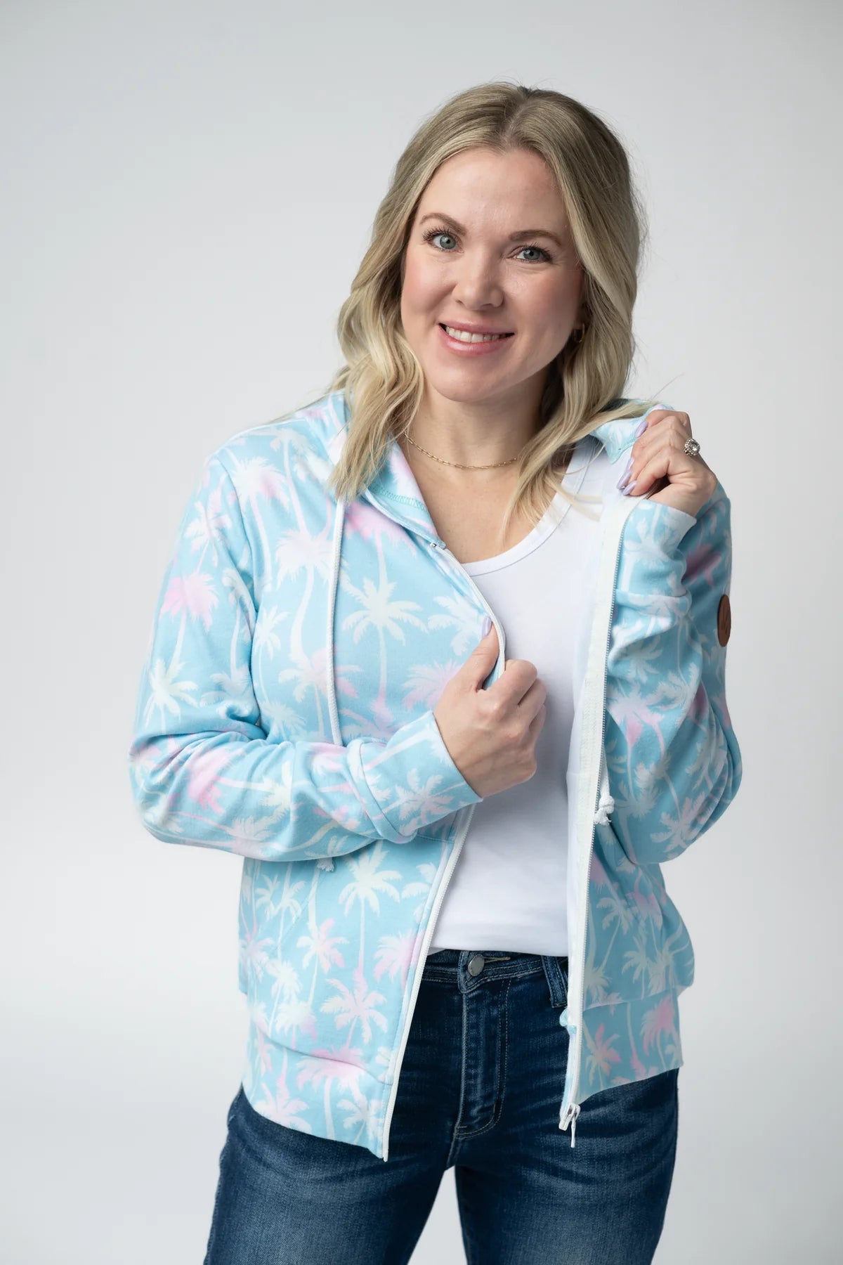 The Pamala Full Zip Hoodie - Aqua Palm