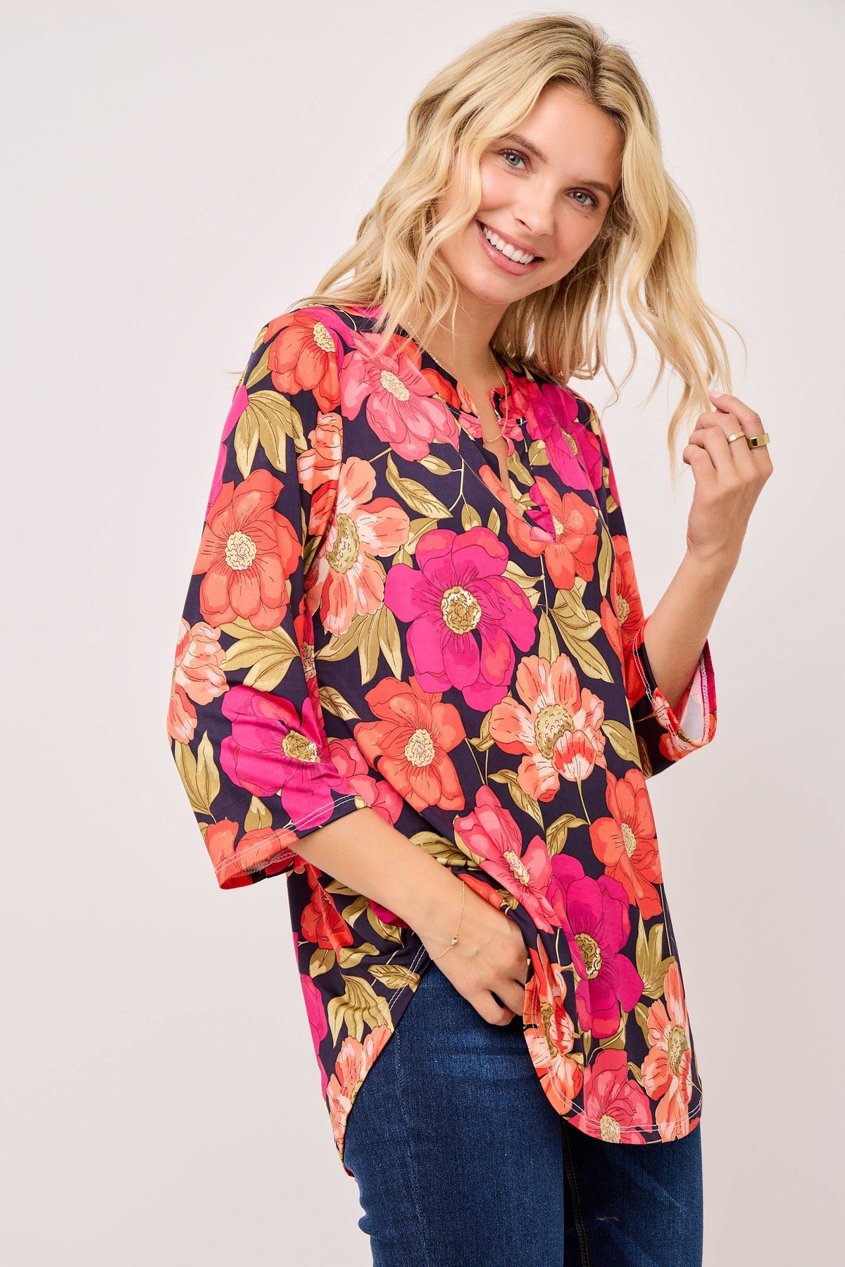 The Jane Top: Navy Floral