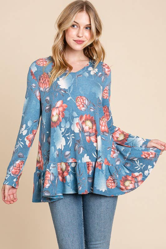 The Desiray Top-Blue Floral
