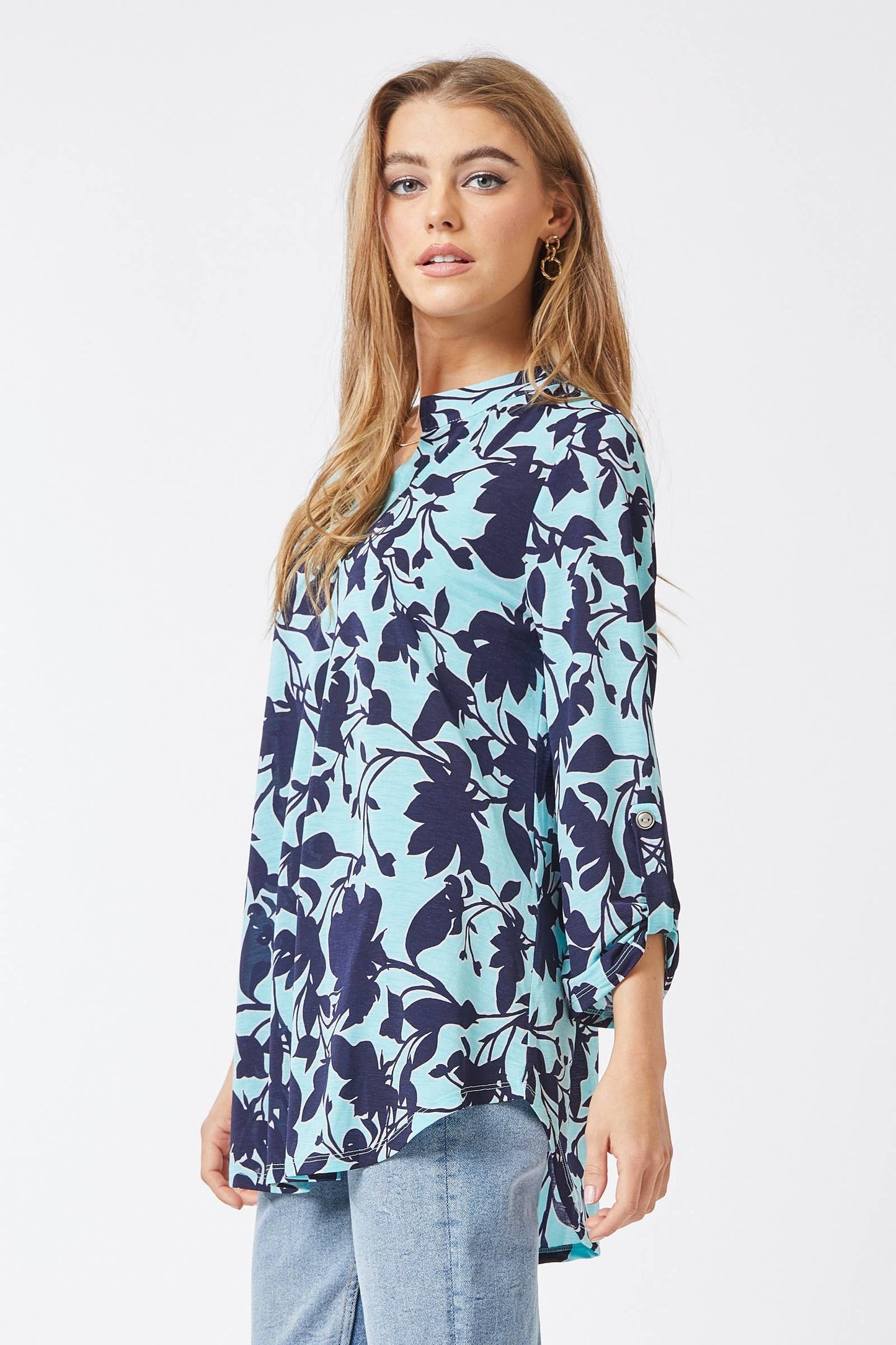 The Lizzy Top- Mint Navy