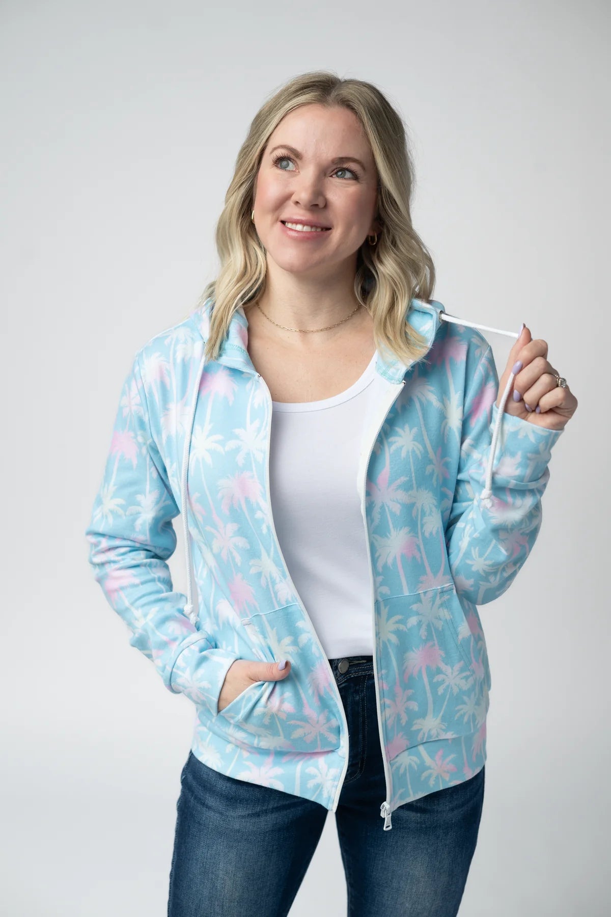 The Pamala Full Zip Hoodie - Aqua Palm