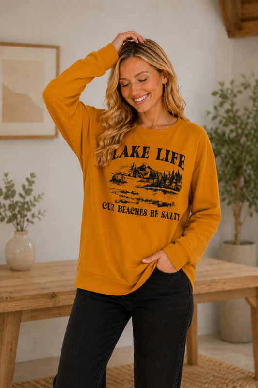 The Lily Crew Neck Sweatshirt: Mustard