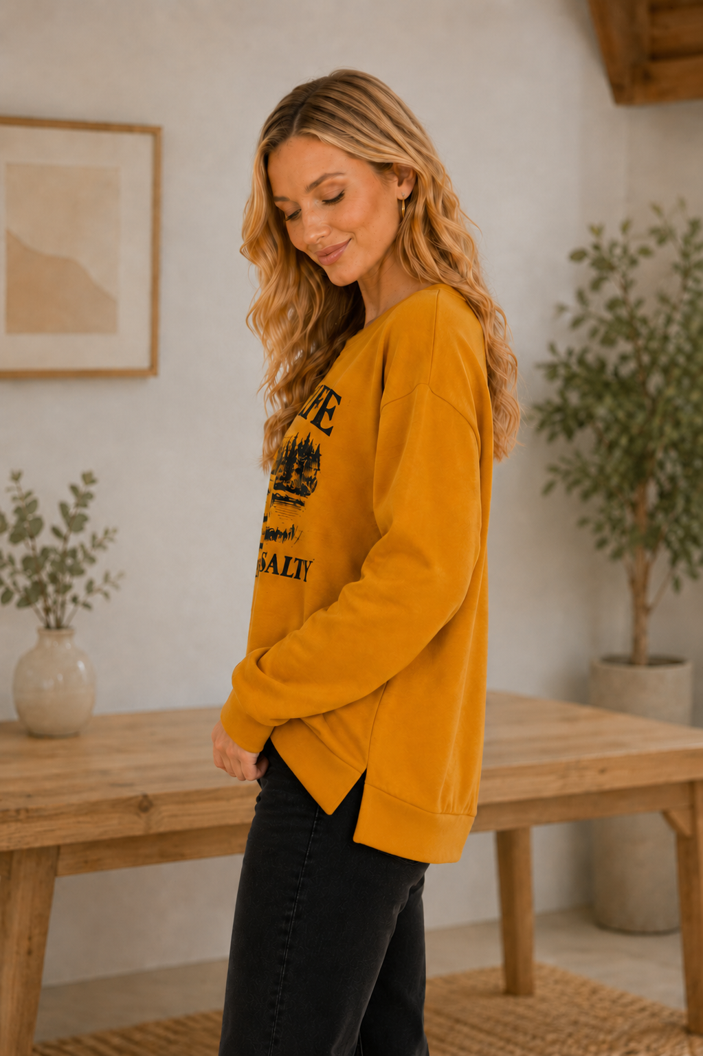 The Lily Crew Neck Sweatshirt: Mustard