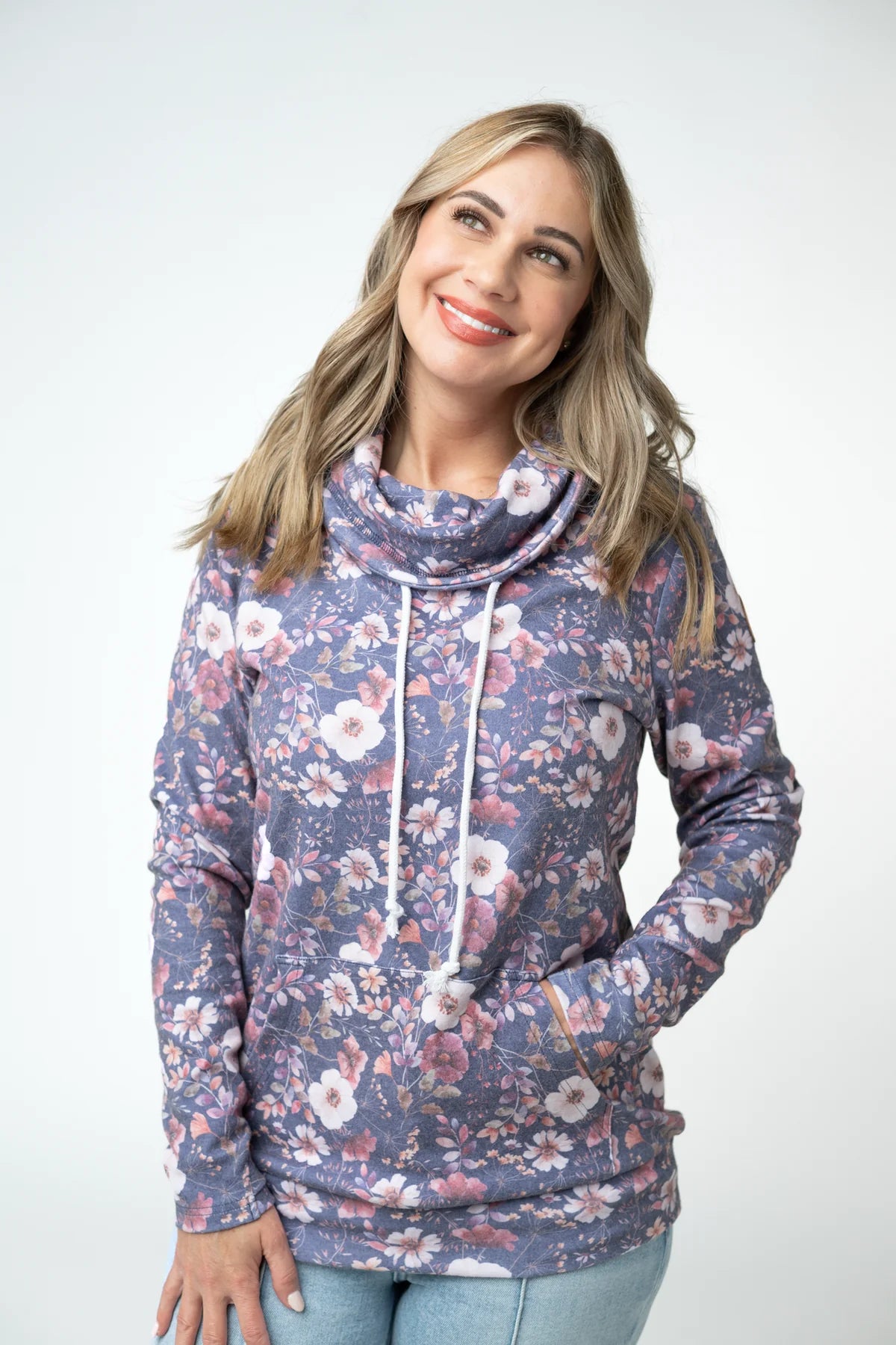 The Becca Funnel Neck Sweatshirt - Floral