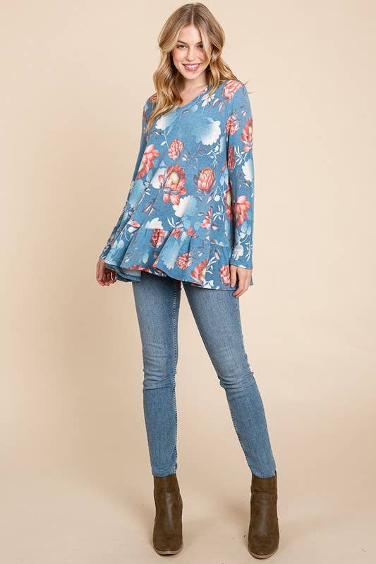 The Desiray Top-Blue Floral