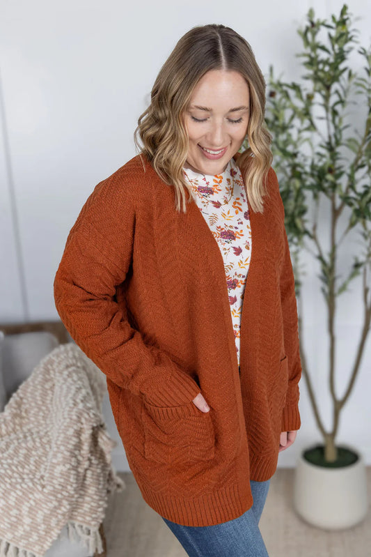 The Billie Open Knit Cardigan - Rust